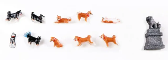 MINIS Shiba figurines chiens 11 pièces peintes