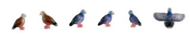 MINIS lot 6 pigeons figurines animaux peints
