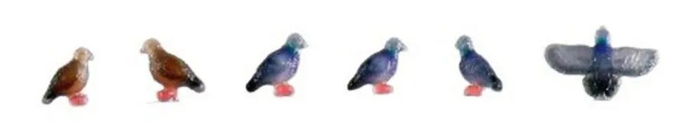 MINIS lot 6 pigeons figurines animaux peints