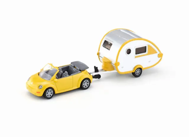 SIKU Super 1629 voiture miniature coccinelle caravane jaune