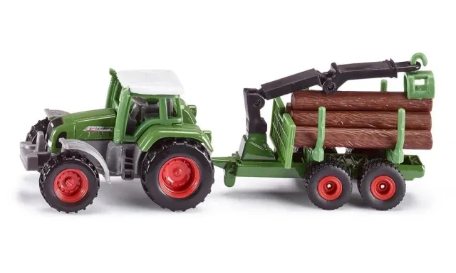 SIKU 1645 Tracteur remorque forestière miniature vert 14,7cm