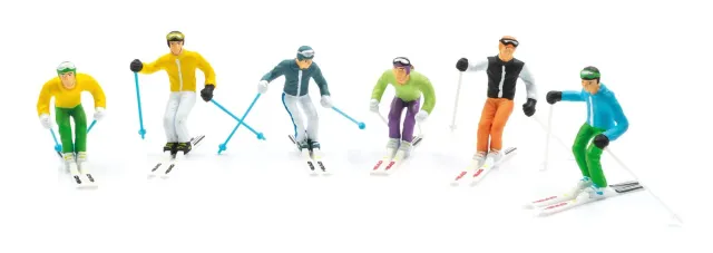 MINIS skieurs x6 figurines ski 1:32 bâtons