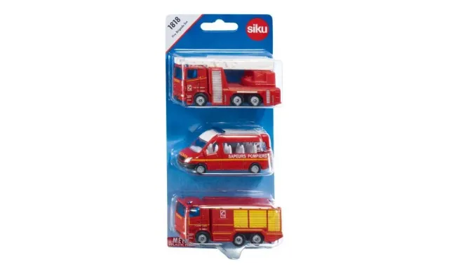 Siku Super 1818001 Kit pompiers miniature lot de 3 rouge