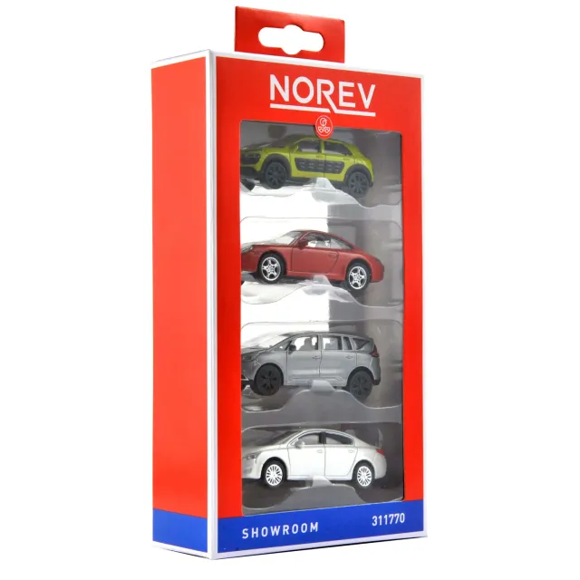Norev Showroom Pack 4 pcs miniature 1/64 vitrine