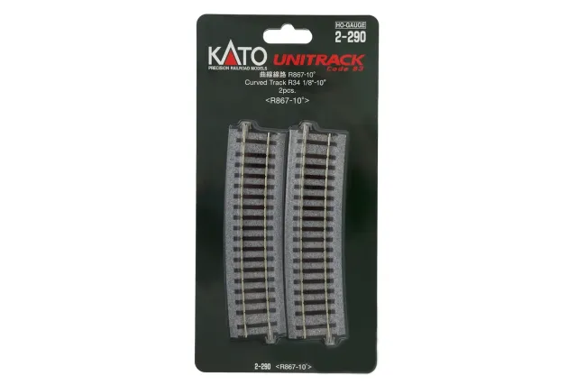 MINIS rail courbe R867mm 10° lot de 2 voie N ballast