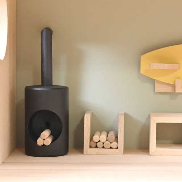Norev Le poêle à bois jouet en bois 4 cm hêtre massif