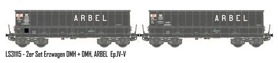 MINIS Erzwagen DMH SNCF ARBEL wagons x2 N Ep IV-V