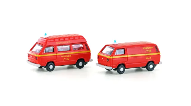 MINIS VW T3 Feuerwehr voiture miniature lot de 2 rouge