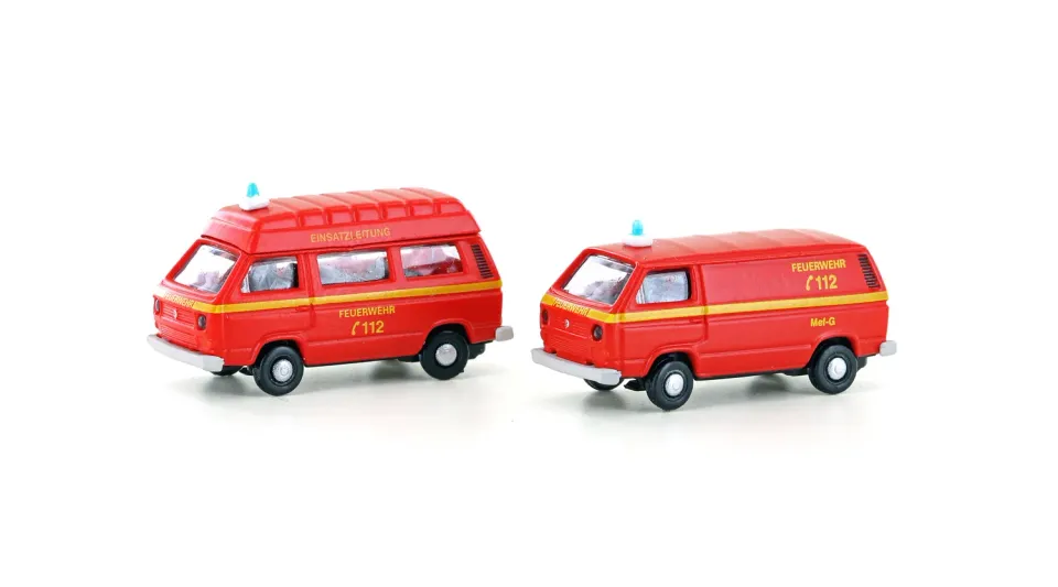 MINIS VW T3 Feuerwehr voiture miniature lot de 2 rouge
