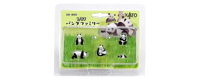 MINIS Panda figurines 1/87 set 7 pièces noir blanc